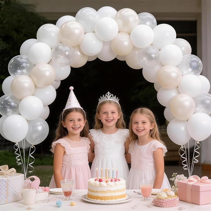 160Pcs 12 Inch White Pearl White Clear Latex Balloons Kit, Bride Balloons Arch - Image 5