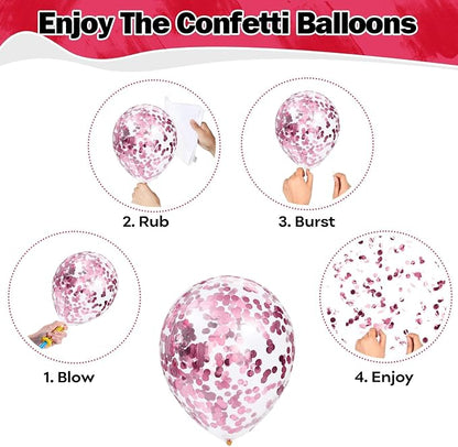 Pink Balloons Set 12 Inch Hot Pink and White Balloons 35 Pcs Rose Red Light - Image 8