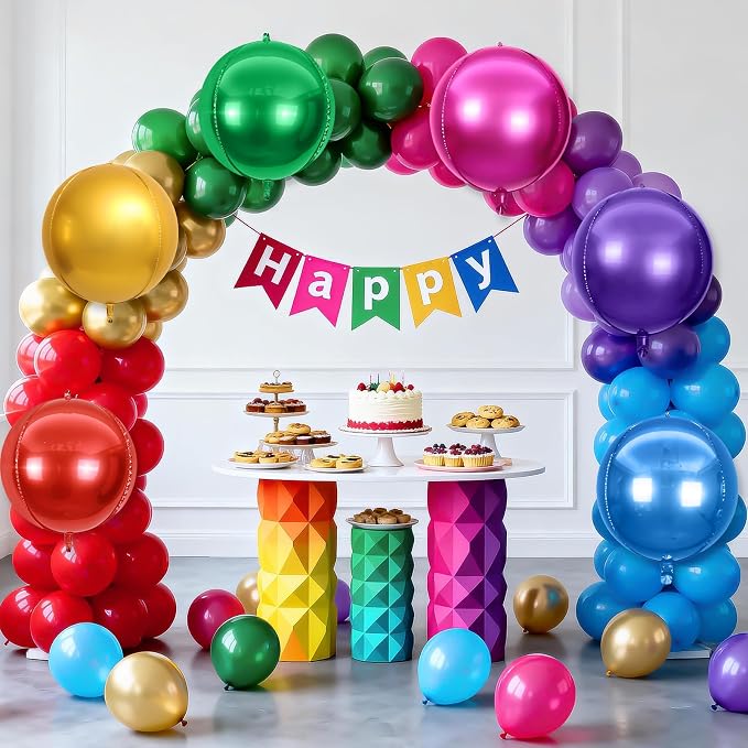6Pcs Colorful Round Foil Balloons, Giant 4D Round Ball Balloon, 22 Inch Large - Image 5