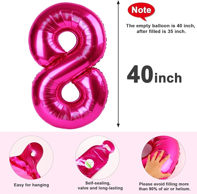 8 Balloon Number 40 Inch Hot Pink Balloons - Image 5