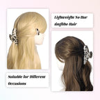 French Hair Claw Clips for Women Grils,4 Inch Strong Hold No Slip Grip Accessories Acetate Material,Not Easily Damaged,Thick or Thin Hair (White & Brown)