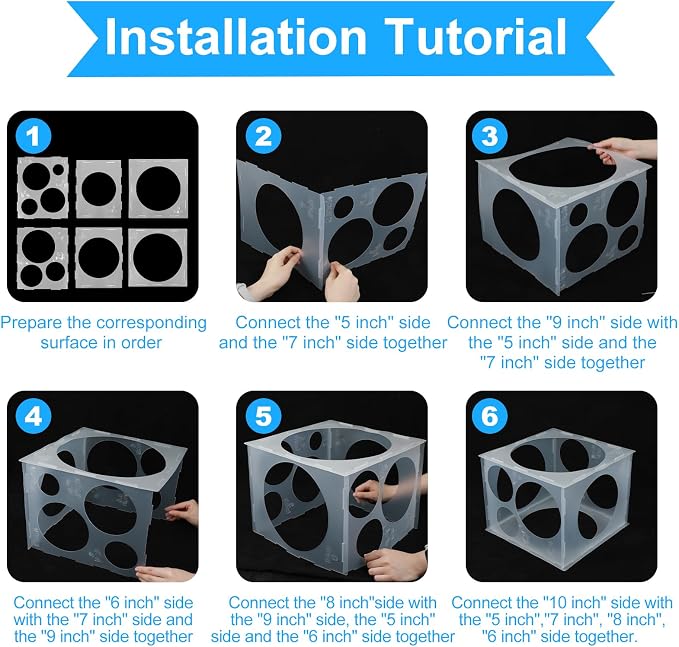 Xinjoduz 11 Holes Balloon Sizer Cube Box, 2-10 Inch Collapsibles Plastic - Image 5