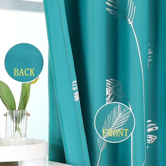 Teal Blackout Curtains 84 Inches Long, Grommet Curtains - Image 3