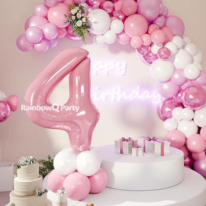 RainbowQ Pink 4 Balloon Number 40 Inch 0-40 Foil Large Balloons | Big Mylar 4 - Image 7
