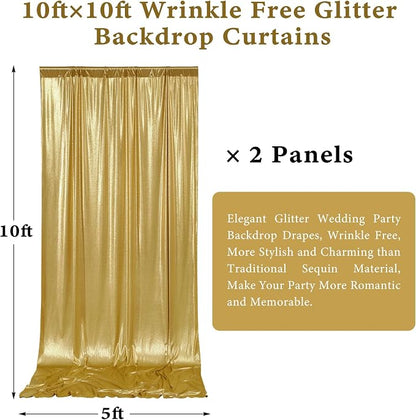 Outpain 10x10ft Gold Sequin Backdrop Curtains, Wrinkle Free Glitter Backdrop - Image 6