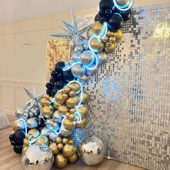 Black Gold and Silver Balloon Arch Kit, Different Size Balloons Kit - Image 6