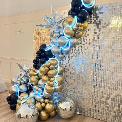 Black Gold and Silver Balloon Arch Kit, Different Size Balloons Kit - Image 6