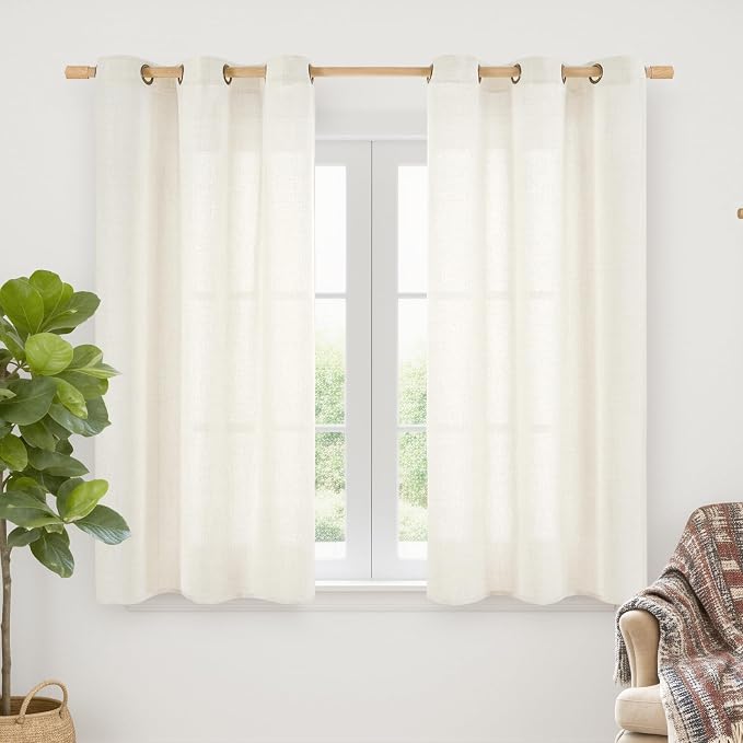 YoungsTex Ivory Linen Curtains 45 Inch Length by YoungsTex