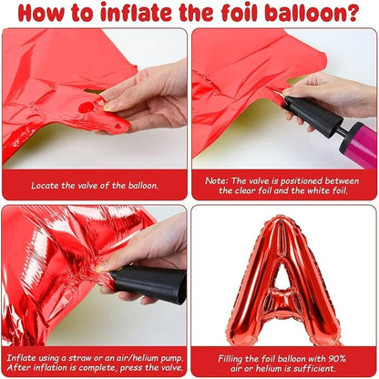 29PC Red Happy Birthday Balloon Banner, 16 Inch 3D Aluminum Letter Banner Sign - Image 8