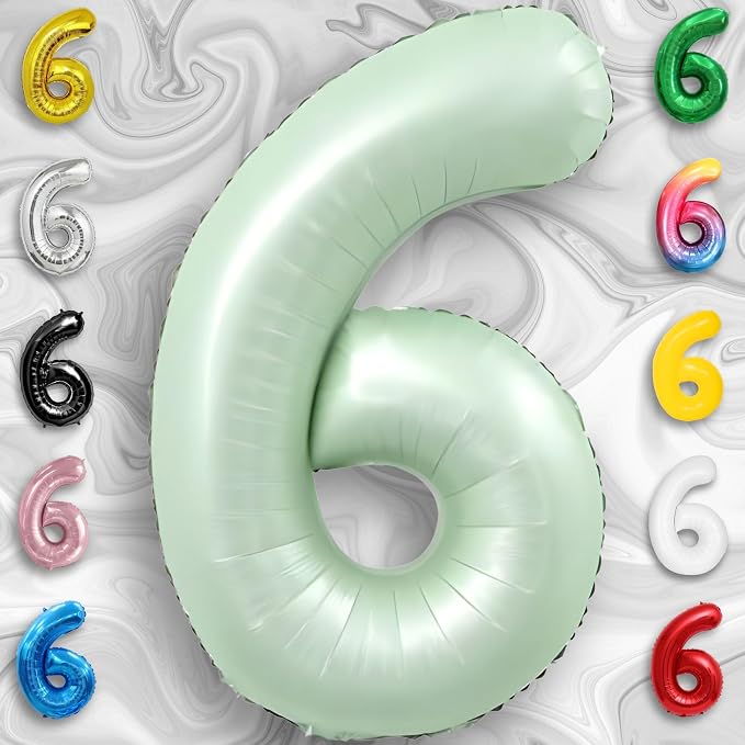 Green Number Balloon 6 Mylar Foil Balloons 32 inch - Image 3