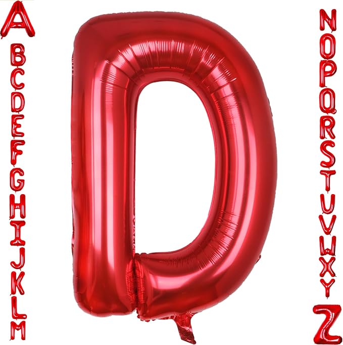 AULE 40 Inch Red D Balloon Letter Foil A-Z Birthday Big Alphabet | Birthday by AULE