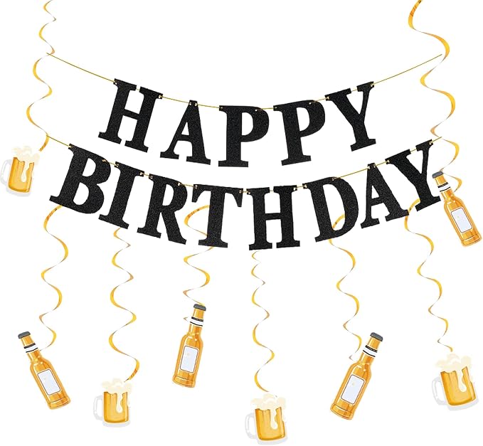 Beer Birthday Banner for Beer Party and Birthday Wedding Party Supplies by OSAMUHA