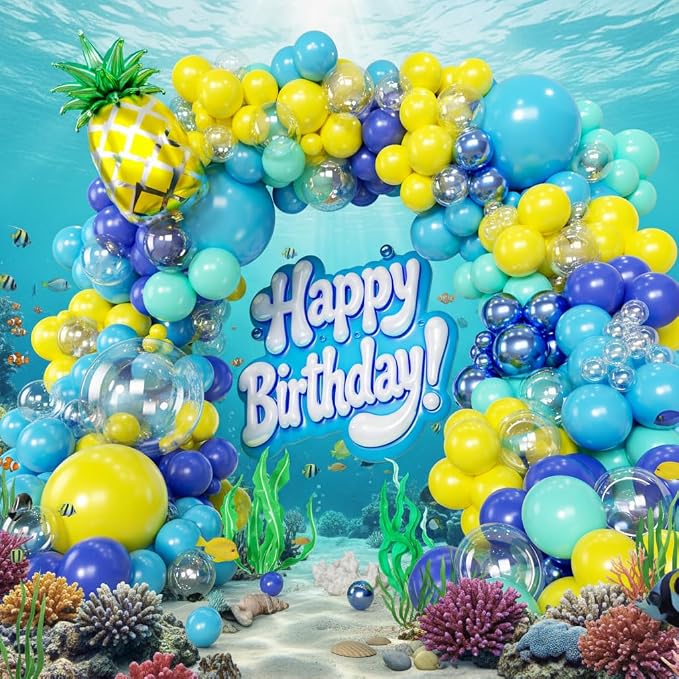 160pcs Cartoon Sponge Balloons Garland Arch Kit, Birthday Decorations Yellow - Image 4