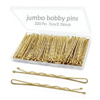 YINGFENG 220pcs Large Gold Bobby Pins for Women, 2.76 Inch Jumbo Hair Pins, Long Hair Clips Bulk with Box, Reusable Non Slip Hairpins Kit, Big Hair clips Great for Thick Hair