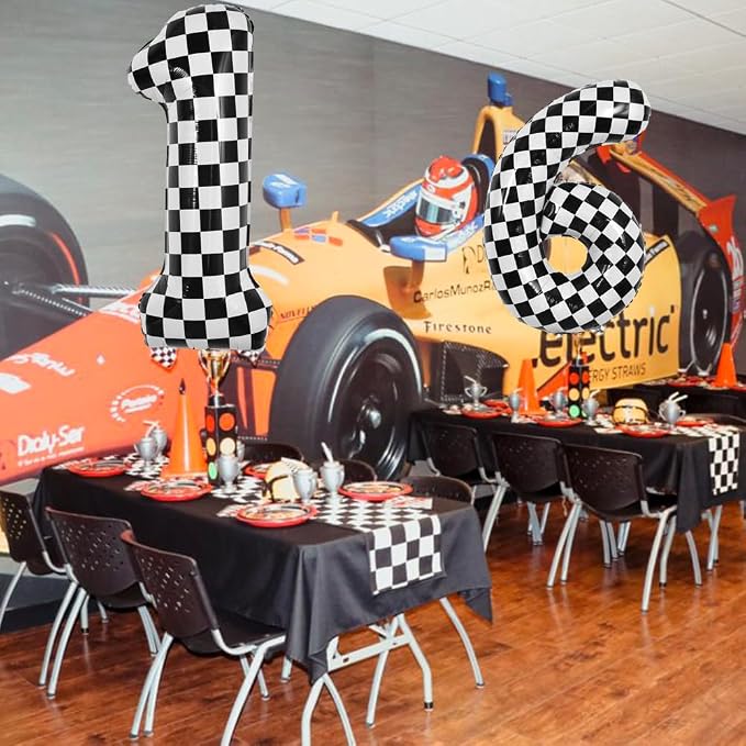 TONIFUL 40 Inch Large Checkered Number 1 Balloon 1st Birthday Decorations | 1st - Image 4