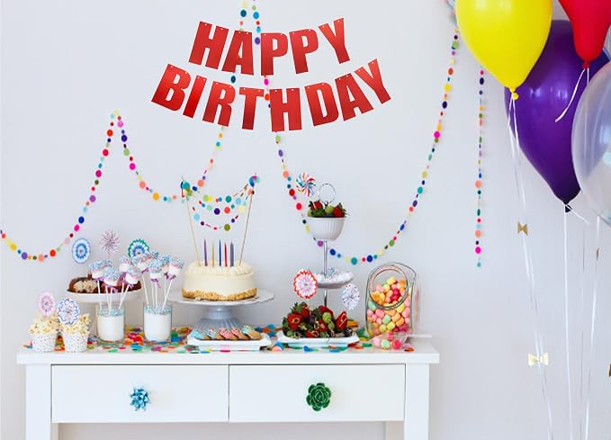 Happy Birthday Banner for Birthday Party Decorations Red - Image 4
