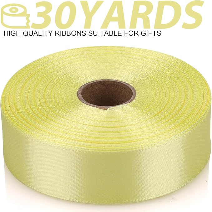 7/8 Inch 30 Yards Rice Yellow Satin Craft Ribbon-Single Face Polyester Ribbon - Image 2