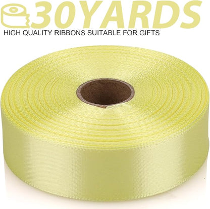 7/8 Inch 30 Yards Rice Yellow Satin Craft Ribbon-Single Face Polyester Ribbon - Image 2