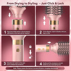 Dual Voltage StyleVibe 6-in-1 Air Styler, Hair Dryer & Blow Dryer Brush with Travel Case - Auto Wrap Curls (L/R), Fast Drying, Thermal Brush for Blowouts & Frizz-Free Volume, No Heat Damage
