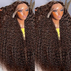 250% Density Deep Wave Human Hair Wig 13x6 Mongolian Lace Front Deep Curly Lace Front Wigs Human Hair Pre Plucked Deep Wave Frontal wig For Black Women Full And Thick (28 Inch, 13x6 Wig)