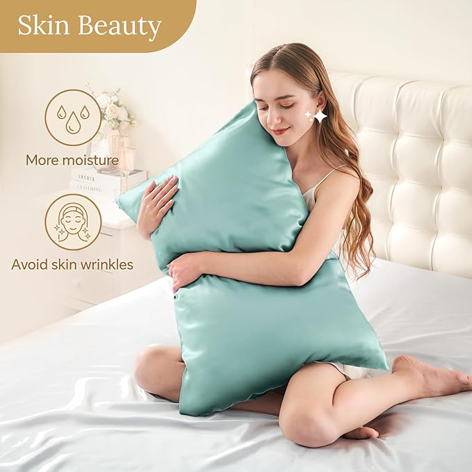 INFIIXSO Mulberry Silk Pillow Cases King Size Set of 2, Silk Pillowcase with Hidden Zipper 20"x36", Extraordinary Smooth and Soft Pillow Case for Hair and Skin(ICY Morn, 2 Pack)