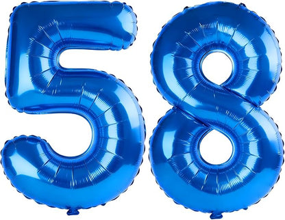 40 Inch Number 58 Balloons for 58th Birthday Party Decorations, 0-100 Dark Blue by FOBELEC
