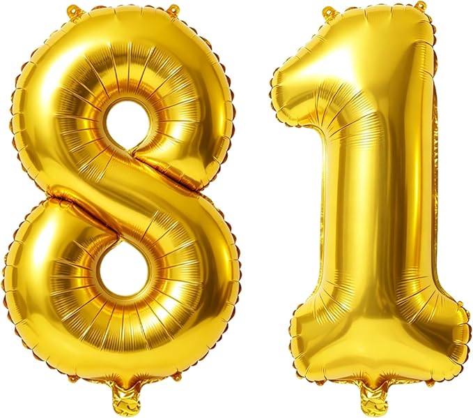 40 Inch Number 81 Balloons for 81st Birthday Party Decorations, 0-100 Gold by FOBELEC
