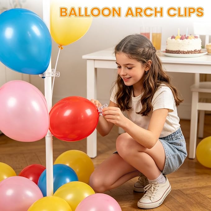 Balloon Arch Clips, with 100 Long Balloons, 3.5 Inch Clear | Plastic Spring - Image 6