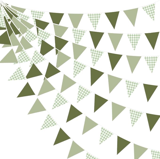 32Ft Sage Green Party Decorations Sage Gingham Banner Olive Green Buffalo Plaid by pinkblume
