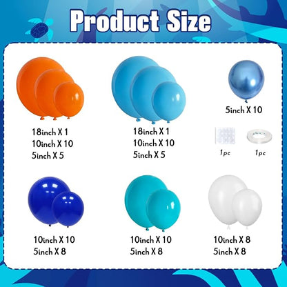 Blue and Orange Balloon Garland Arch Kit, Klein Navy Light Blue Teal Orange - Image 2