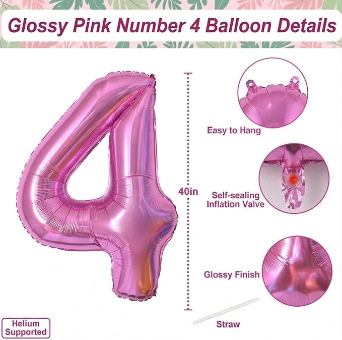 Pink Number 14 Balloon 40 Inch, Shiny Foil Double Digit Party Supplies | - Image 4