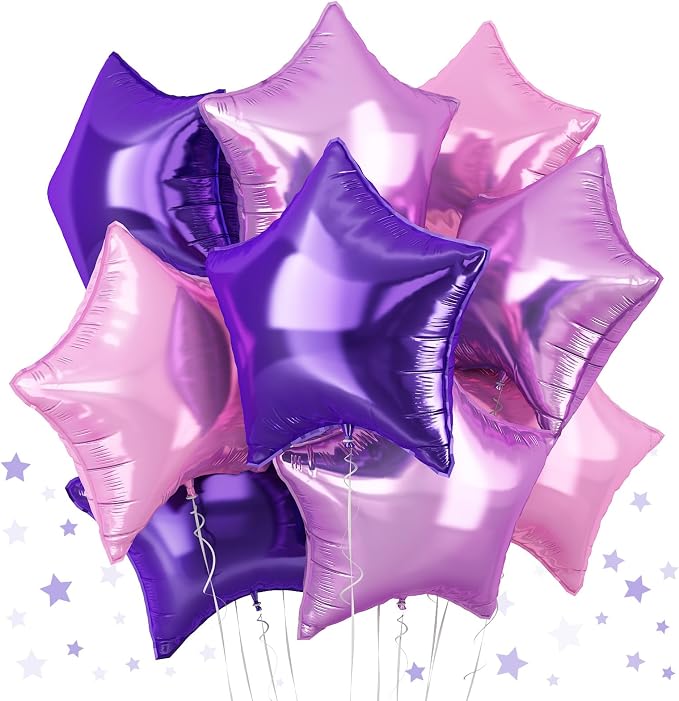 TAOYE Purple Pink Stars Foil Balloons, 18 Inch Lavender Purple Pink Stars by TAOYE