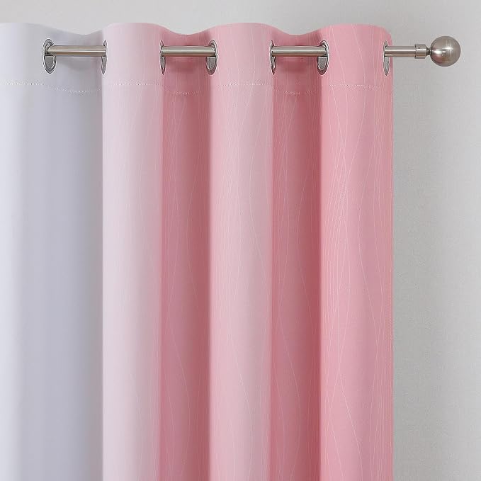 Pink and Greyish White Ombre Blackout Curtains 72 Inch Long - Image 4