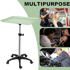 Salon Rolling Tray, Height Adjustable Tattoo Tray Rolling Cart, Storage Utility Trolley for Spa, Beauty Salon Service, Hairdresser Cart with Wheels, Black (Green)