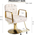 KIGOTY Salon Barber Chair, Reclining Salon Chair for Hair Stylist, Adjustable Hair Salons Tattoo Braiding Hairdresser Chair, 360 Swivel Stylist Chairs for Barbershop (White)
