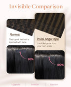 GOO GOO Invisi Edge Tape in Hair Extensions Human Hair, 2/6 Dark Brown Highlighted Chestnut Brown 10pcs injected with 10pcs classical tape ins, 20inch 50g, Virgin Remy Hair, Natural Look