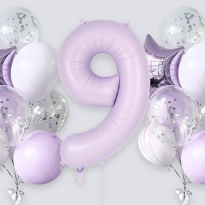 Light Purple Number 9 Balloon, 40 Inch Big Large Foil Helium Number Balloons - Image 2