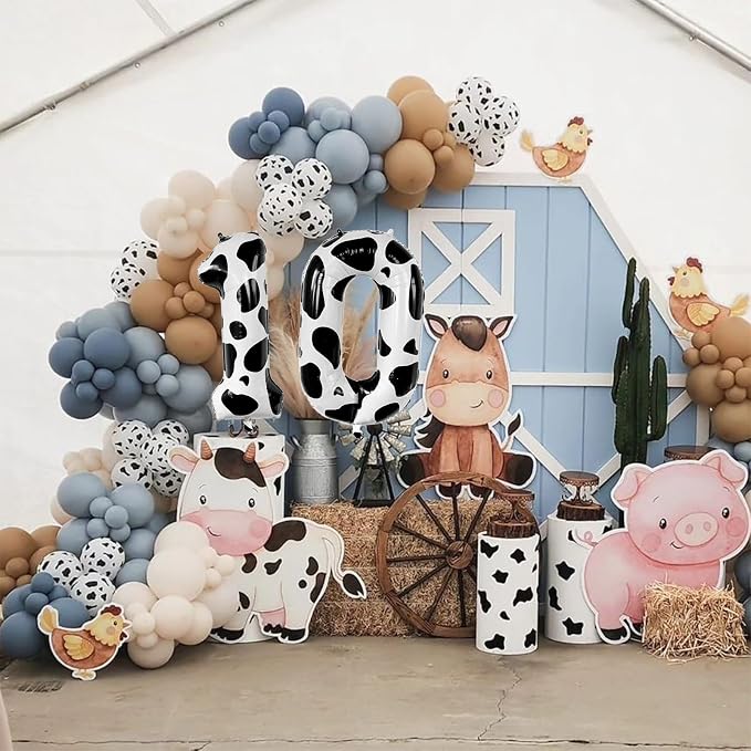 40 Inch Cow Print Number 10 Balloon, Large Black & White Mylar Foil Number - Image 2
