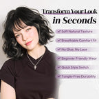 BARSDAR Black Blonde Short Wavy Wig with Bangs - Short Wavy Blonde Highlights Wigs for Women - Curly Textured French Bob Wig with Bangs Soft Synthetic Natural Looking Face-Framing Daily