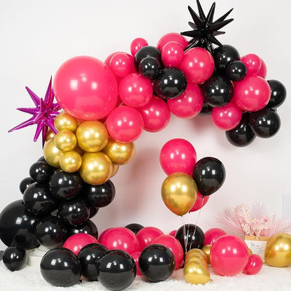 Hot Pink Black Balloon Arch Kit, Balloon Garland - Image 4