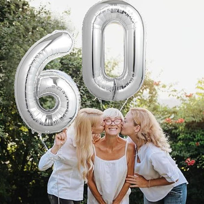 Number Balloons Silver Party Balloon - Image 5