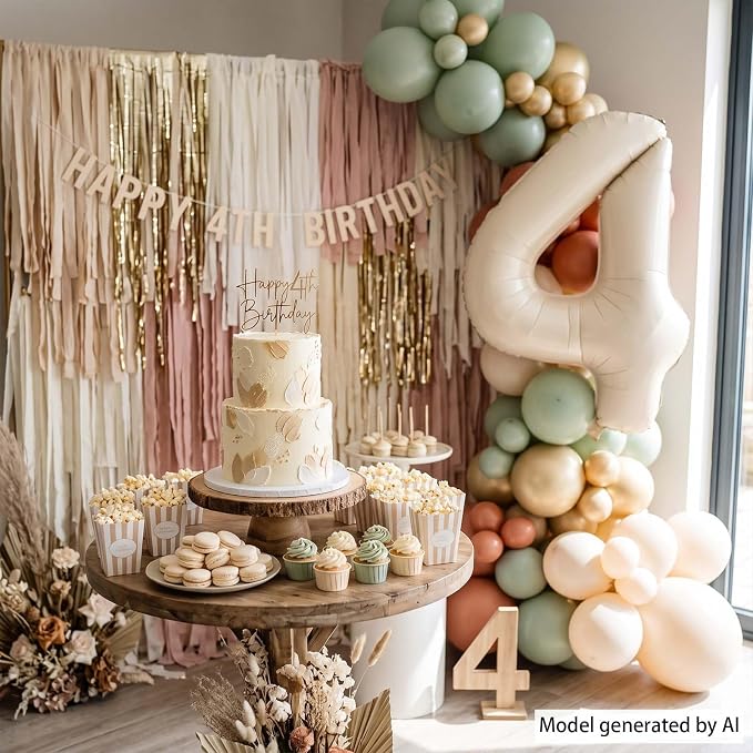 Cream Number 4 Balloon 40 Inch, Foil Numeral - Image 3