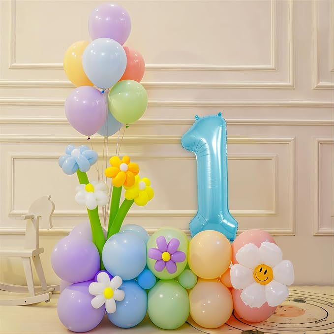 40 Inch Light Blue Number Balloons, Helium Mylar Foil - Image 6