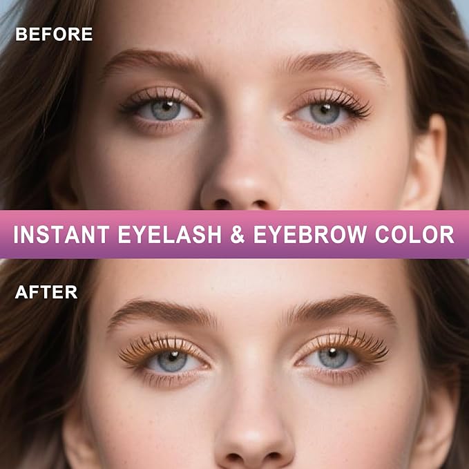 Eyelash & Eyebrow Color Kit, Professional Instant Lash & Brow Color Kit, Easy to Use with Natural Results, DIY Hair Coloring Eye Brow & Eye Lash Set for Beginner Salon Beauty 7ml (Brown/Light Brown)