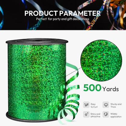 500 Yards Shiny Metallic Green Curling Ribbon - Image 2