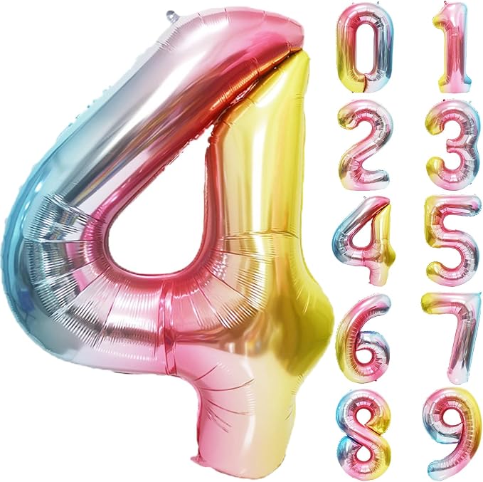 Rainbow Number Balloons Birthday Balloons by United-UnicornsParty