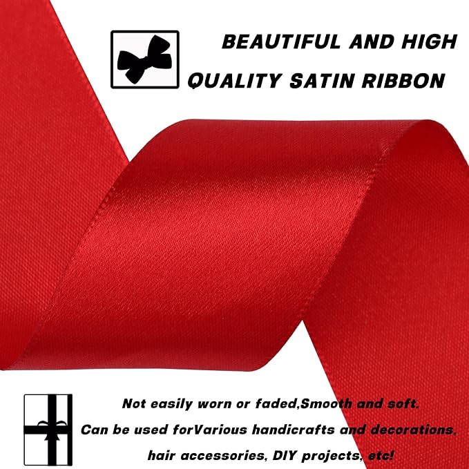1-1/2 Inch 30 Yards Wine red Solid Satin Ribbon - Image 3