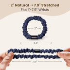 THXSILK 100% Mulberry Silk Scrunchies 3-Pack, 25 Momme Mulberry Silk Hair Ties for Women, Sleek Low Profile No Damage Ponytail Holders, for Fine Hair & Everyday Use, Navy Blue
