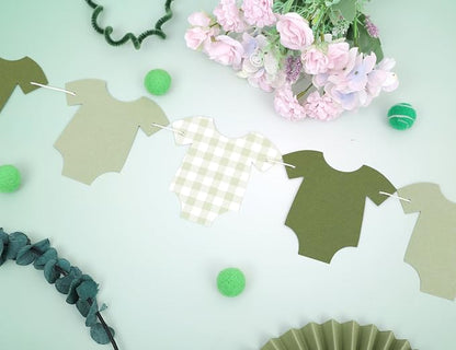 Saga Green Bodysuit Banner, Baby Shower Decoration | Girl Boy Baby Shower Decor - Image 9