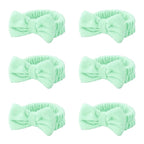 Casoty 6 Pcs Green Spa Headbands, Skin Care Headband, Soft Coral Fleece headbands for makeup, Bow Hair Band for Face Washing Shower Skin Care Yoga